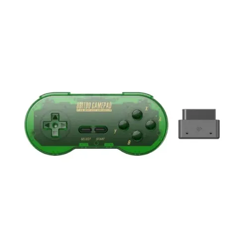 Controle 8BitDo SN30 sem fio 2.4G para SNES/SFC original - Verde jade translúcido - Novo