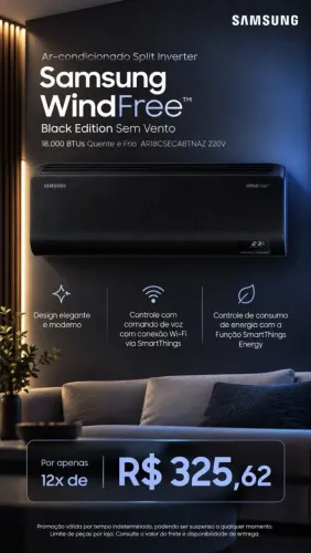 SAMSUNG WIND FREE BLACK EDITION SEM VENTO 18.000 BTUS