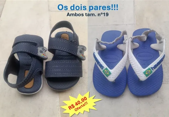 Sandália Molekinho e Chinelo (Havaianas)- Infantil - Tam 19.