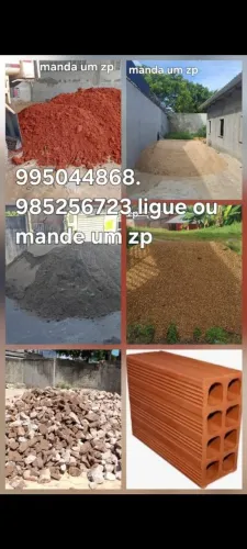 5mt de brita 1.300 1 milheiro de tijolos 970 5mt de seixo japura 1.250  15mt de barro 440