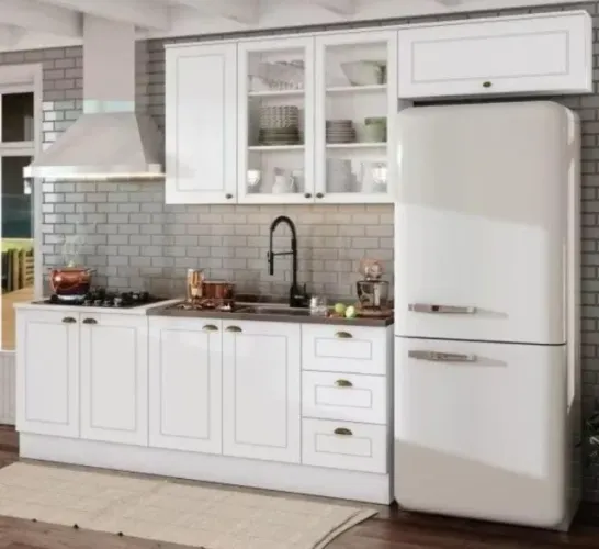 Cozinha Modulada Provençal Branca Completa com Armários e Gavetas