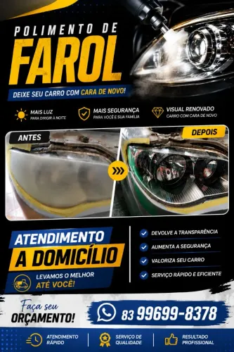 Serviço de polimento de farol com vapor de polímero