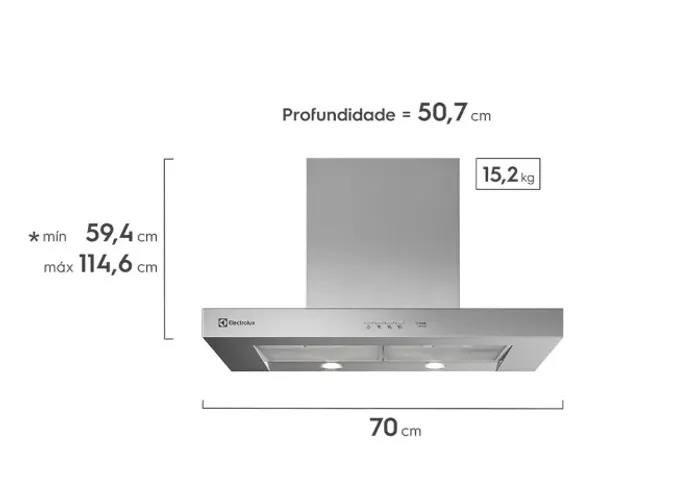 Coifa de Parede Electrolux 70cm Inox com Painel Soft Touch