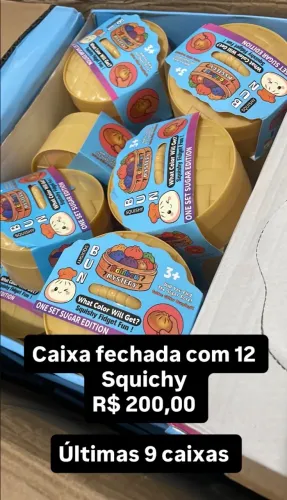 Brinquedo Squichy com Glitter Caixa com 12 unidades