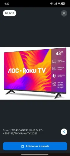 Smart Tv 43 AOC Roku