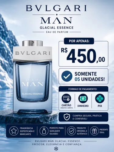 Perfume Bvlgari Man Glacial Essence Eau de Parfum 100ml - Original