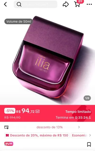 Perfume Natura 50ml OFERTA Relâmpago
