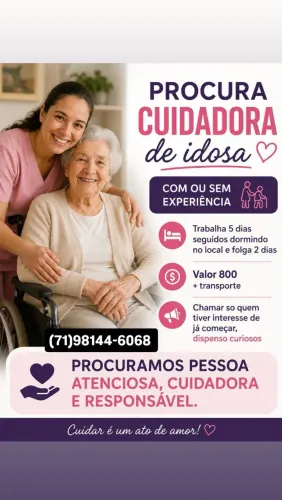 Cuidadora de idosa com disponibilidade 