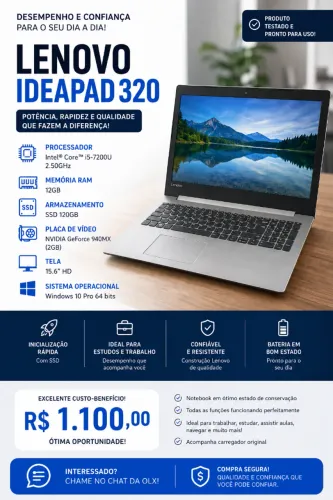 Notebook Lenovo IdeaPad 320 i5 | 12GB RAM | SSD 120GB | GeForce 940MX 2GB