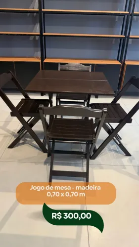 Jogo de mesa madeira 0,70 x 0,70 m