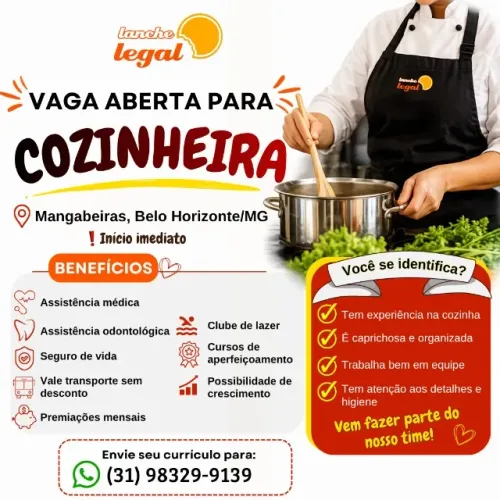 Cozinheira - Bairro Mangabeiras