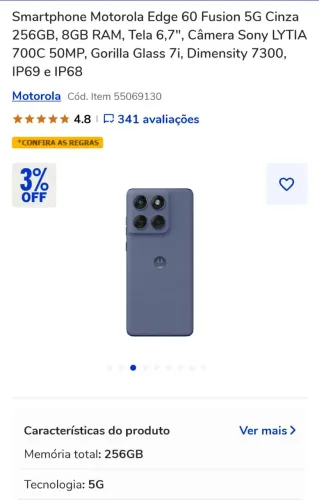 Celular Motorola Edge 60 fusion 5g cinza