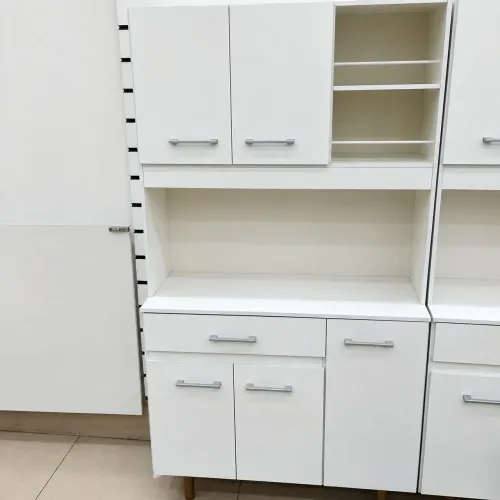 Armário de Cozinha Modulado Branco com Balcão, Gavetas e Nichos ok