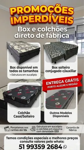 Box e colchões com entrega grátis direto de fábrica