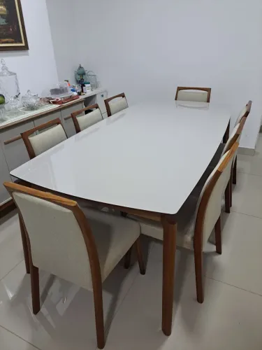 Conjunto de mesas c/ 8 cadeiras! Madeira maciça Leia a Desc
