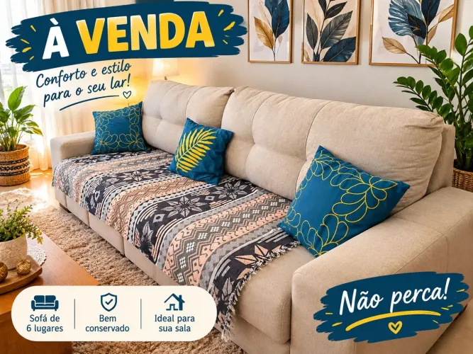 Sofa 6 lugares pouco tempo de uso