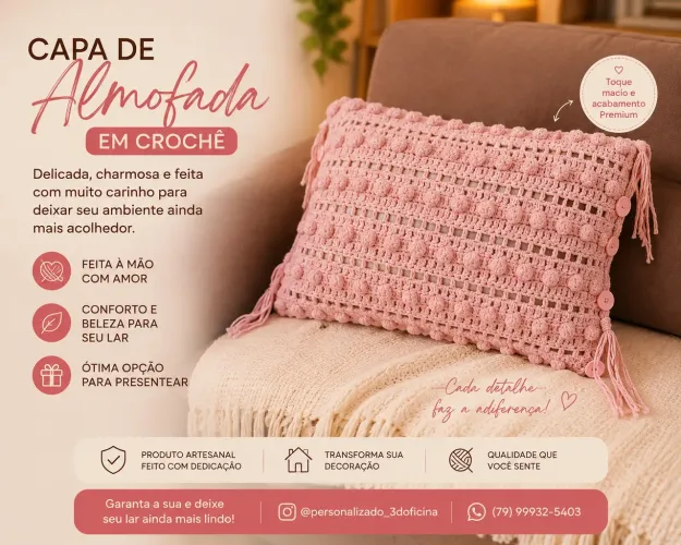 Capa almofada em crochê