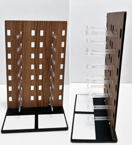 3 Expositor de Óculos em Madeira com Suportes em Acrílico - Modelo de Balcão