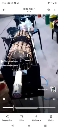 Suporte para espetinho giratório para churrasqueira