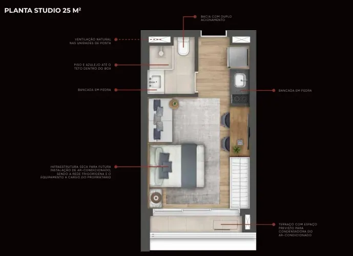 Apartamento para venda tem 24 metros quadrados em Pinheiros - São Paulo - SP