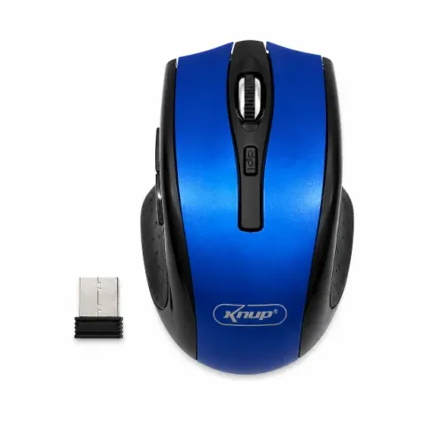 Mouse Sem Fio Óptico Knup 1600 DPI 6 Botões KPMU404 Azul
