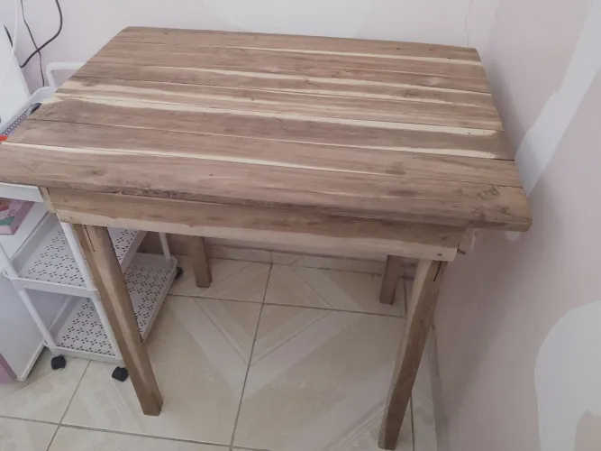 Mesa de madeira maciça rústica de 2 lugares para estudo