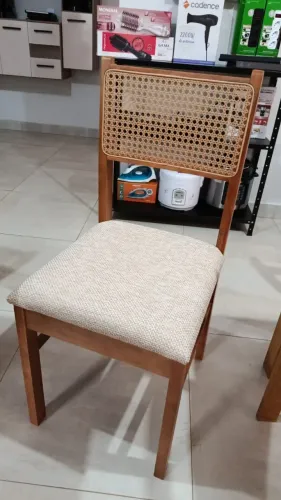 Kit 2 Cadeiras Sena Nogueira Madeira Maciça Estofada Sala de Jantar