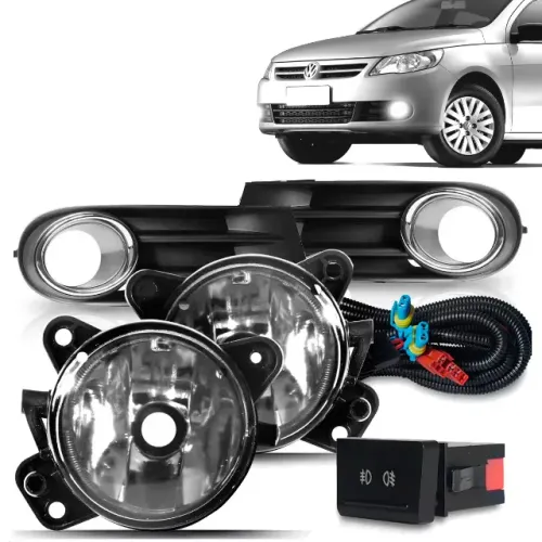 Kit Farol de Milha Neblina para o Gol, Voyage, Saveiro G5 com Molduras Cromadas
