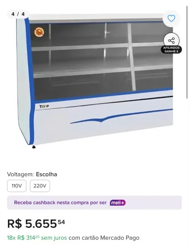 Balcão Frio 2 pistas fria vitrine