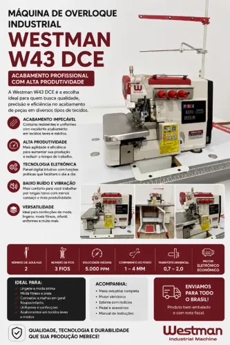 Maquina de Overloque Industrial Westman Modelo W43 DCE