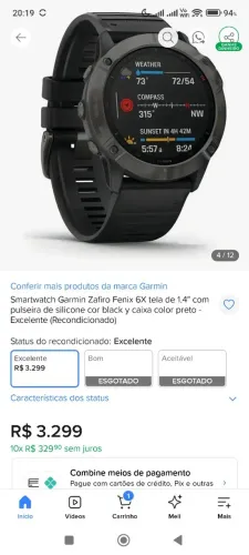 Relógio Garmin fênix 6x top de verdade vendo ir troco