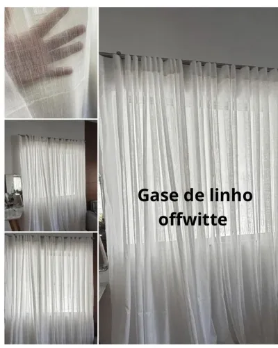 Cortina gase de linho off witte