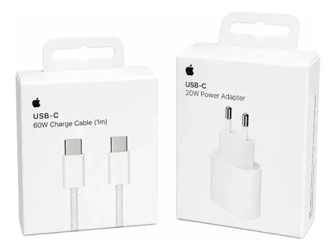 Kit Apple Fonte USB-C 20W + Cabo USB-C para USB-C (1 metro) Original