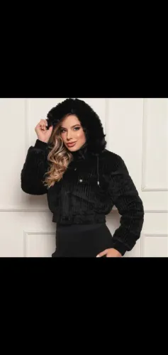 Vendo blusa jaqueta feminina cotele casaco de frio pufer veludo pelúcia capuz removível 