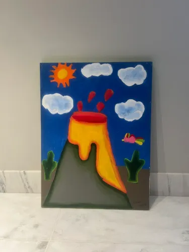 Quadro infantil vulcão