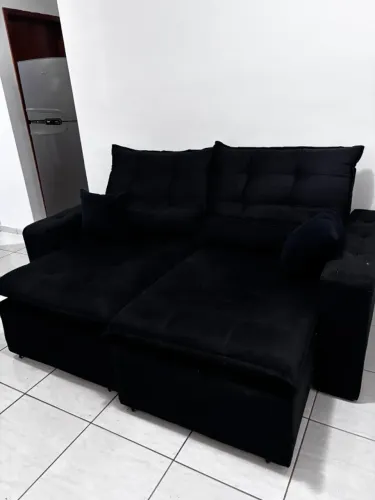 Sofá Retrátil e Reclinável 2 Lugares Preto - Muito Confortável
