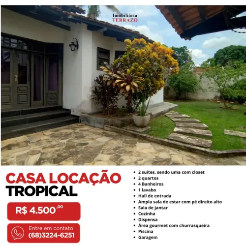 Amplo casa para locação em Jardim Tropical - Rio Branco - AC