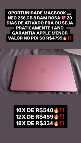 MacBook neo 256/8 completo na caixa garantia Apple 