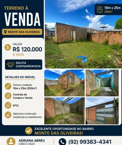 VENDO TERRENO NO MONTE OLIVEIRA 130 mil