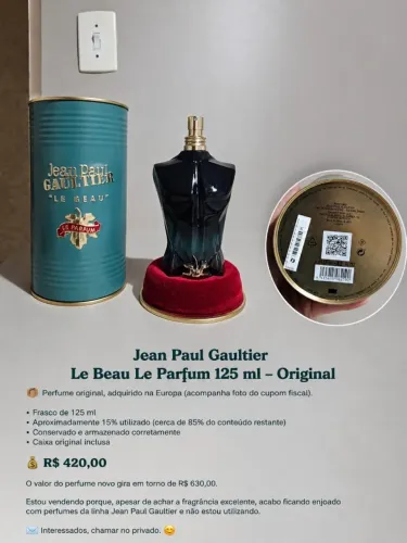 Perfume Jean Paul Gaultier - Le Beau Le Parfum 125ml