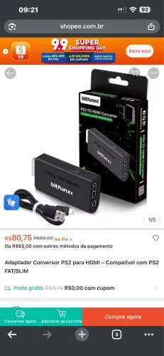 Conversor PS2 para HDMI - Bitfunx