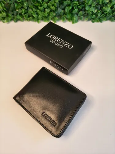 Carteira Masculina Preta Slim Couro Clássica Com Porta Cartões - Pronta Entrega