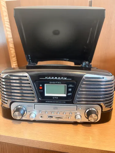 Toca-Discos CTX Harmony Vintage Anos 50 com Rádio FM Entrada USB e CD Player