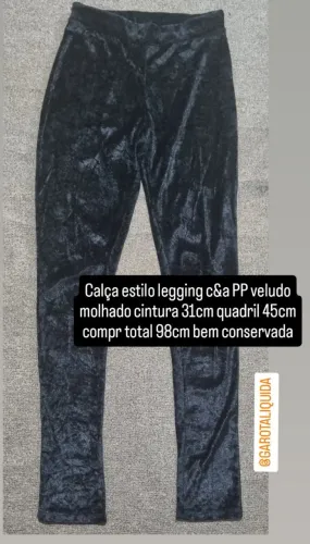 Calça estilo legging veludo molhado PP