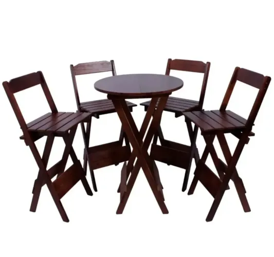 Conjunto de mesa bistrô com 4 banquetas - cor imbuia