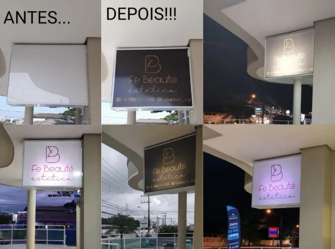 Placa luminosa dupla face para fachada 1,05x81,5cm