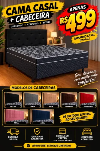 CAMA CASAL + CABECEIRA POR APENAS R$ 499,00