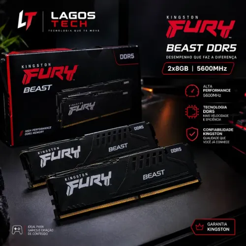 Kingston Fury Beast DDR5 16GB (2x8GB) 5600MHz ? Novas, Lacradas e Nunca Abertas
