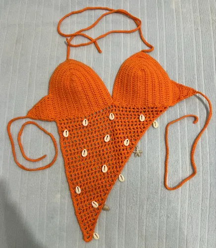 Cropped de Crochê Frente Única TAM P