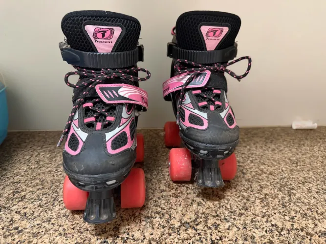 Patins Traxart Mini Trax Quad - Rosa e Preto - Pouco Usado